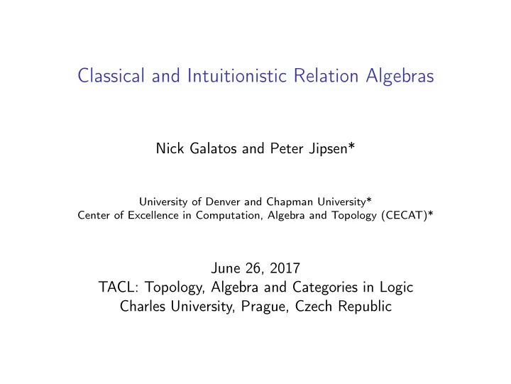 classical and intuitionistic relation algebras