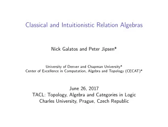 Classical and Intuitionistic Relation Algebras  Nick Galatos and Peter Jipsen*  University of