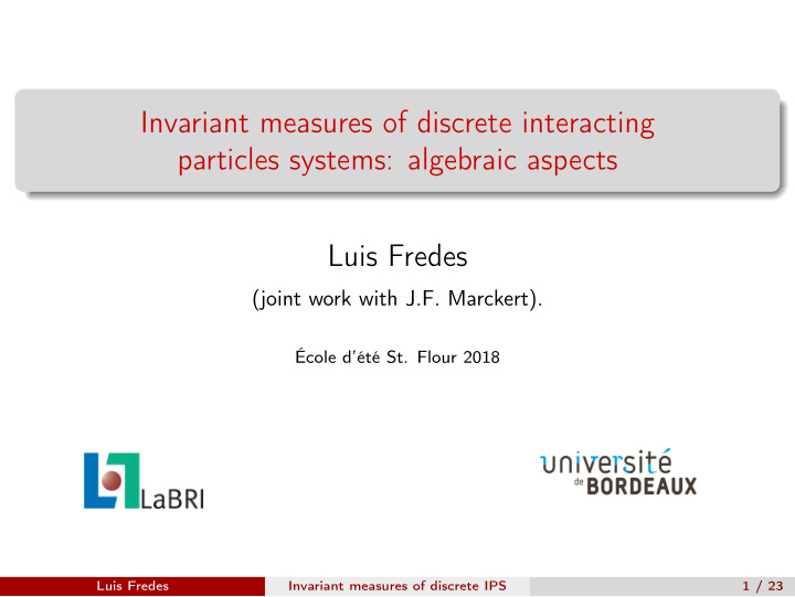 invariant measures of discrete interacting particles