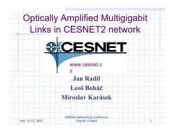 Optically Amplified Multigigabit  Links in CESNET2 network  www.cesnet.c  z  Jan Radil Leo Boh