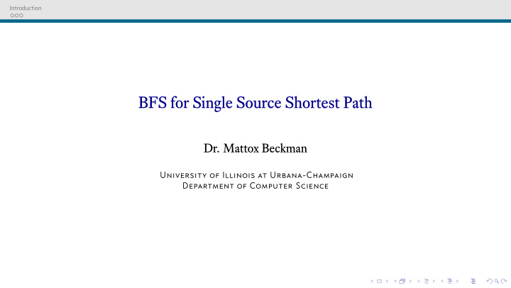 bfs for single source shortest path