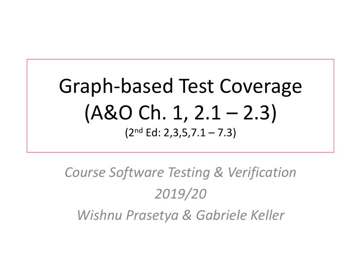 graph based test coverage a o ch 1 2 1 2 3