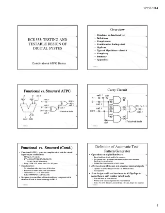 Overview  Structural vs. functional test  Definitions  ECE 553: TESTING AND  Completeness
