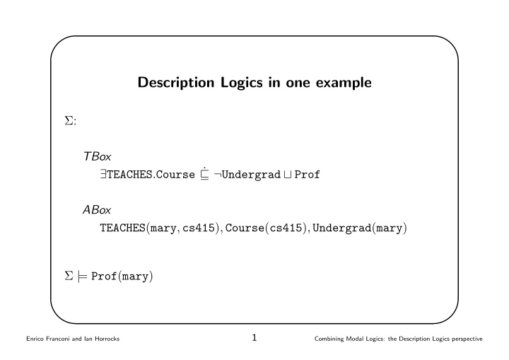 description logics in one example