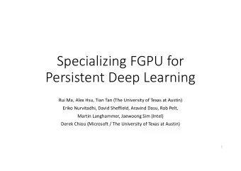 Specializing FGPU for  Persistent Deep Learning  Rui Ma, Alex Hsu, Tian Tan (The University of