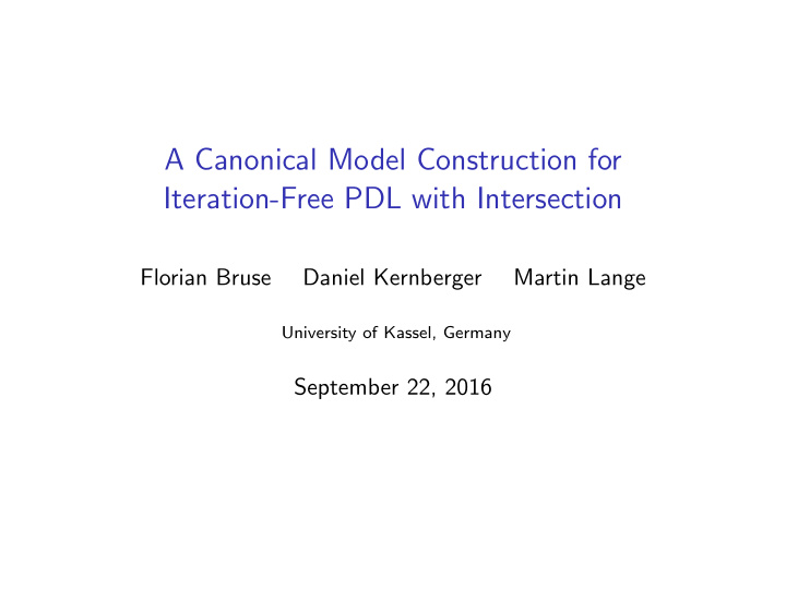 a canonical model construction for iteration free pdl
