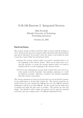 S-38.180 Exercise 2: Integrated Services  Mika Ilvesm  aki  Helsinki University of Technology