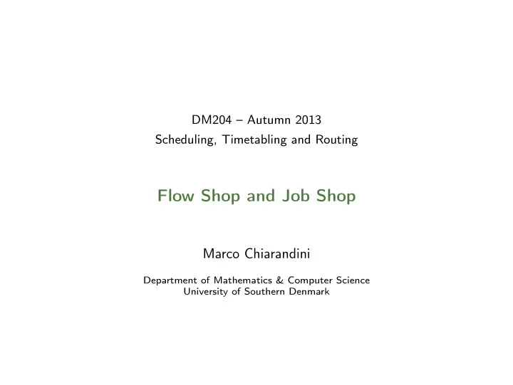 flow shop and job shop