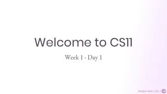 Welcome to CS11  Week 1 - Day 1  What does this class teach?  THEORY  APPLICATION  COMMUNICATION