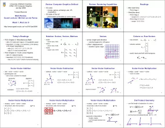 [  ]       vector  a  a  a  ...  a  =   column vectors  1   important: 2.3 (trig),