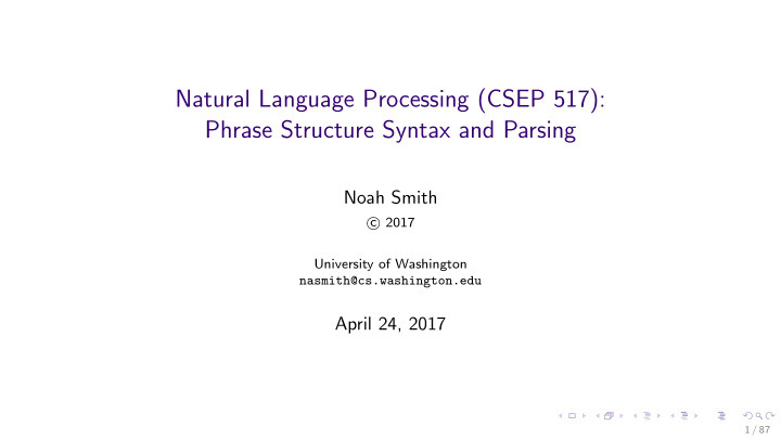natural language processing csep 517 phrase structure