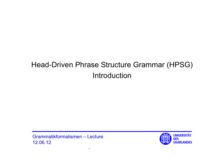 head driven phrase structure grammar hpsg introduction