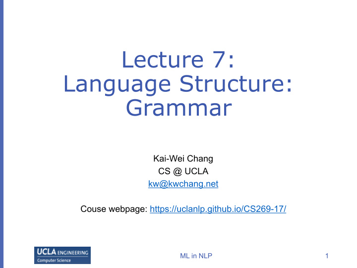 lecture 7 language structure grammar
