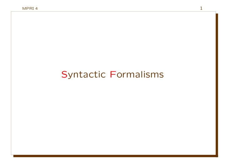 syntactic formalisms