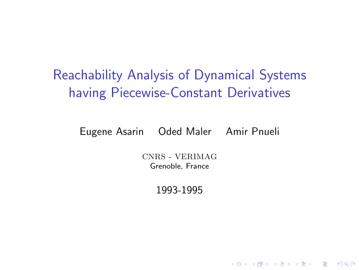 reachability analysis of dynamical systems having