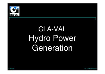 Hydro Power  Generation  e-Power  CLA-VAL Europe  Product Range  e-Power IP  e-Power HP  e-Power MP