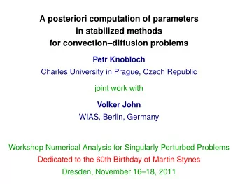 A posteriori computation of parameters  in stabilized methods  for convectiondiffusion problems