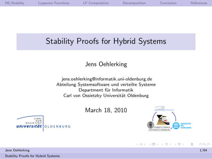 stability proofs for hybrid systems