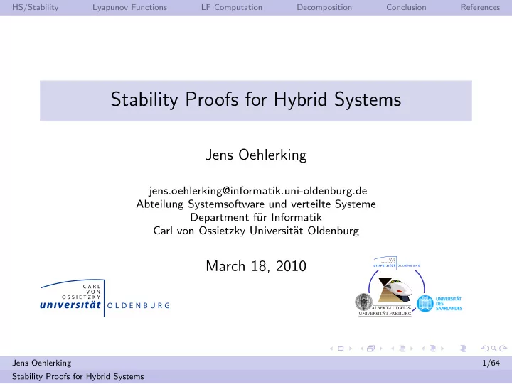 stability proofs for hybrid systems
