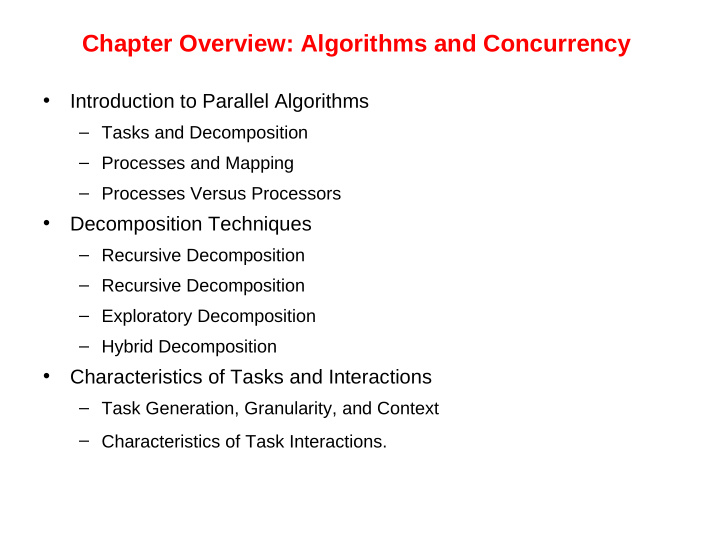 chapter overview algorithms and concurrency