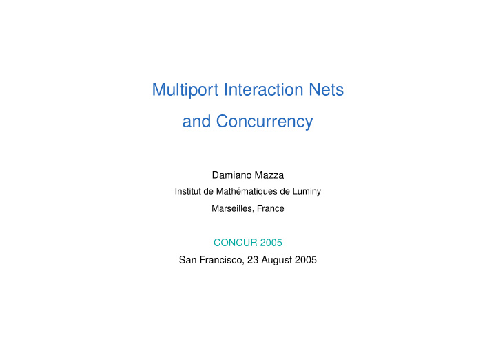 multiport interaction nets and concurrency