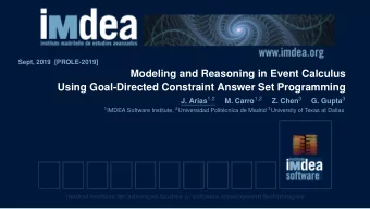 Modeling and Reasoning in Event Calculus  Using Goal-Directed Constraint Answer Set Programming J.