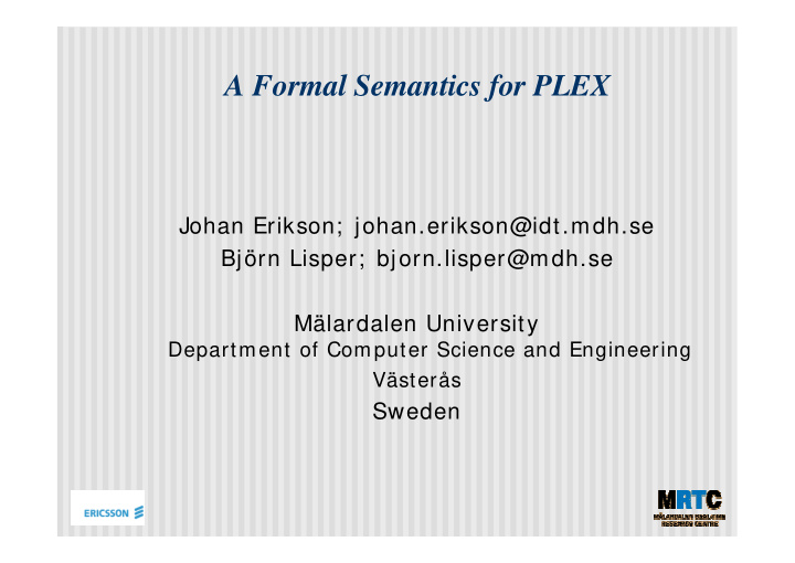 a formal semantics for plex