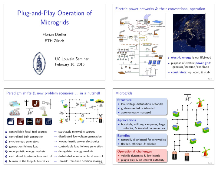plug and play operation of microgrids