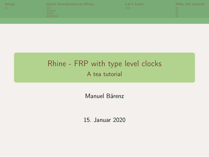 rhine frp with type level clocks
