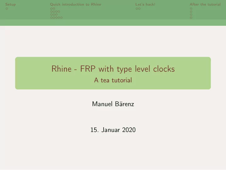 rhine frp with type level clocks