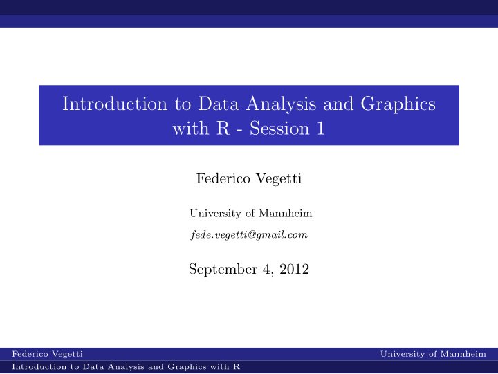 introduction to data analysis and graphics with r session
