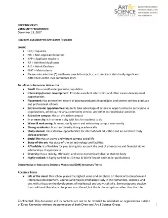 Art &amp; Science Group D REW U NIVERSITY C OMMUNITY P RESENTATION December 13, 2017 I NQUIRERS AND