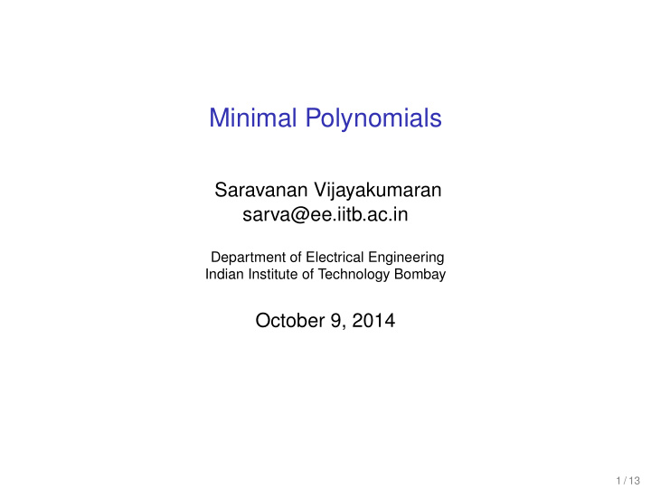 minimal polynomials