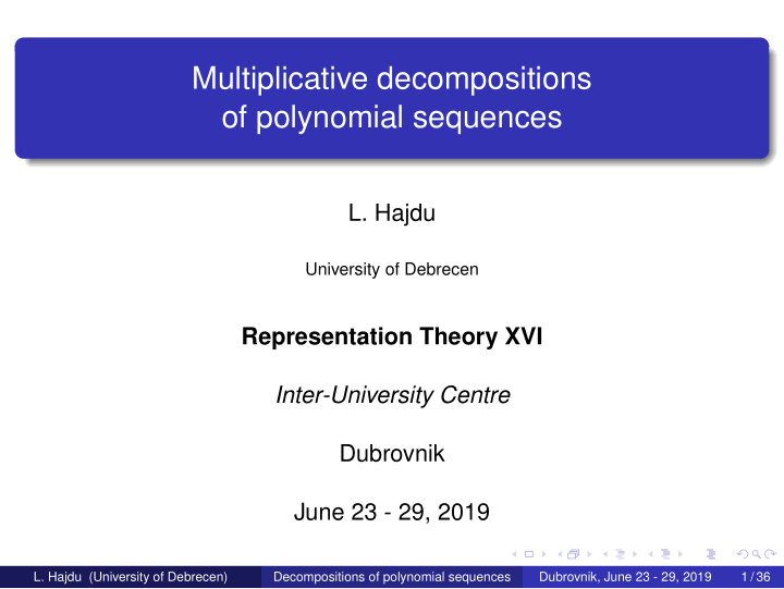 multiplicative decompositions of polynomial sequences