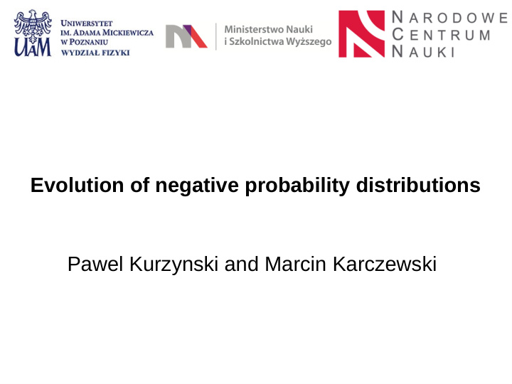 evolution of negative probability distributions pawel