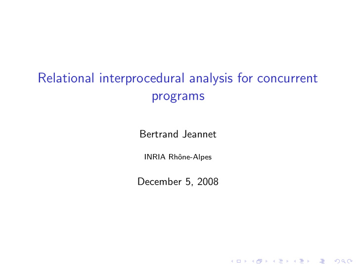 relational interprocedural analysis for concurrent