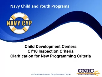 Navy Child and Youth Programs  Child Development Centers  CY18 Inspection Criteria  Clarification