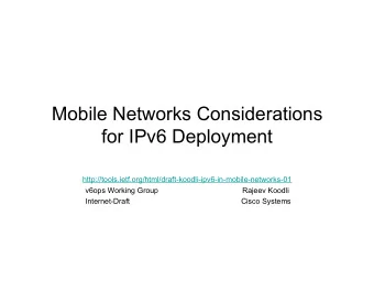 Mobile Networks Considerations  for IPv6 Deployment