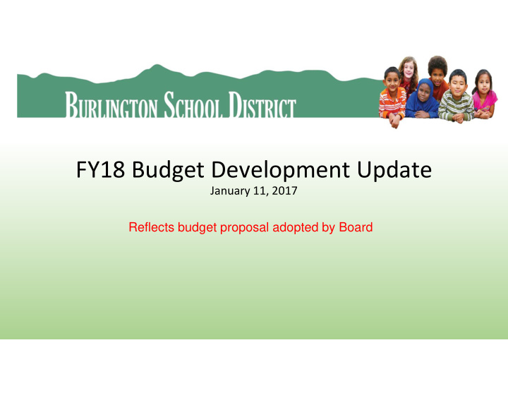 fy18 budget development update
