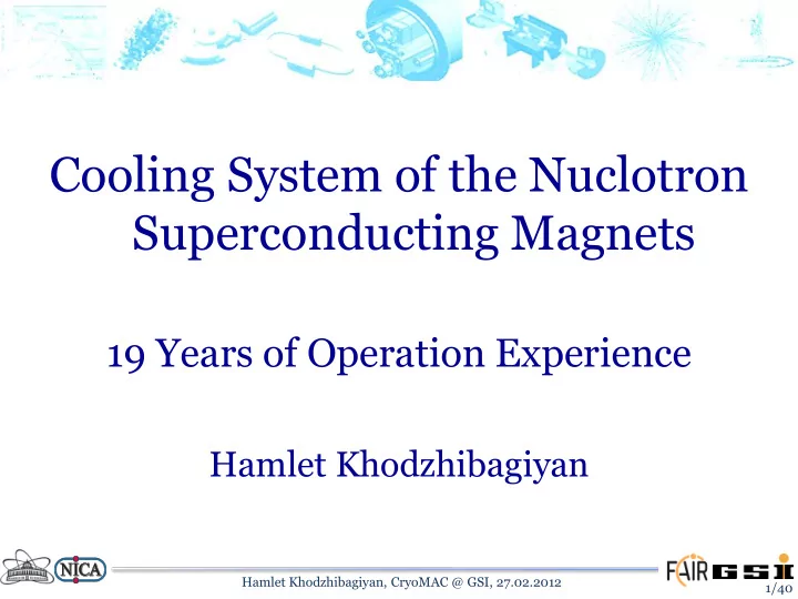 cooling system of the nuclotron