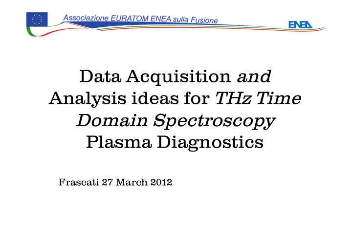 data acquisition and analysis ideas for thz time domain