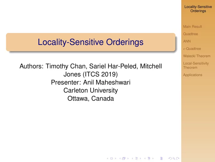 locality sensitive orderings