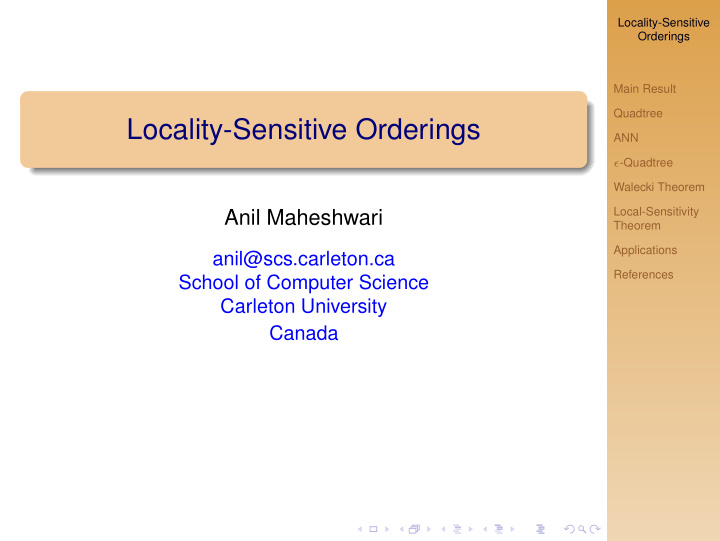 locality sensitive orderings