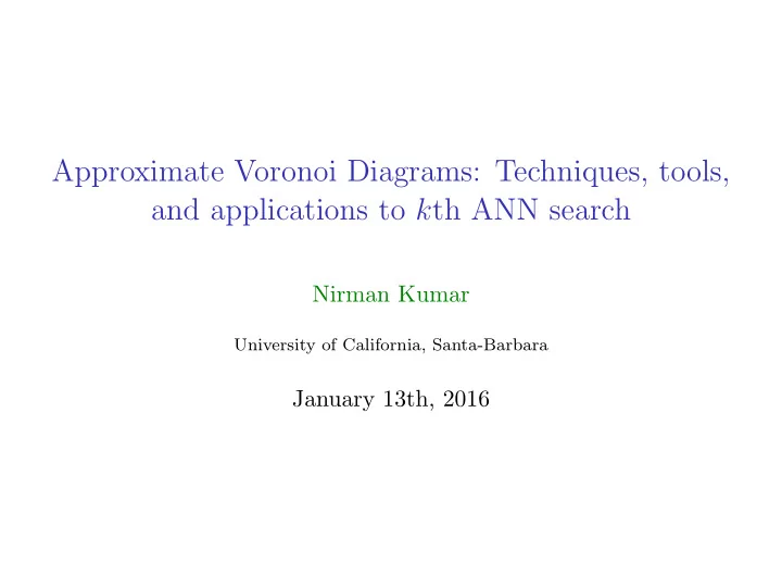approximate voronoi diagrams techniques tools and