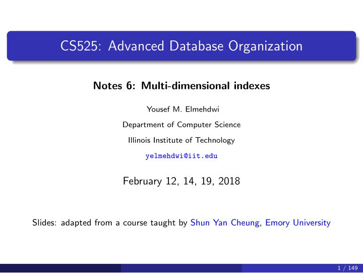 cs525 advanced database organization