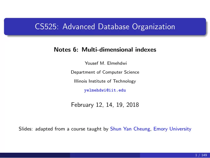 cs525 advanced database organization