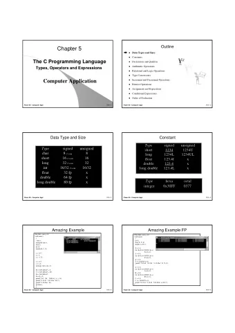 Chapter 5  Data Types and Sizes  Constants  The C Programming Language  Declaration and