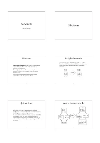 SSA form  SSA form  Michel Schinz  SSA form  Straight-line code Transforming a piece of