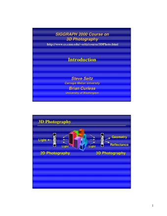 Introduction  Introduction  Steve Seitz  Steve Seitz  Carnegie Mellon University  Carnegie Mellon