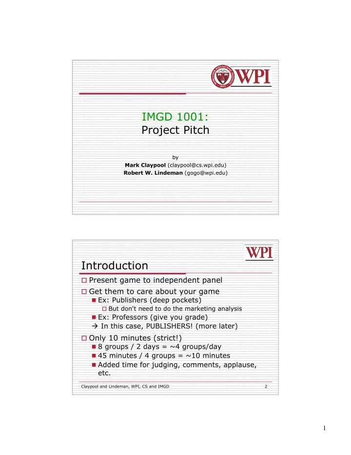 imgd 1001 project pitch